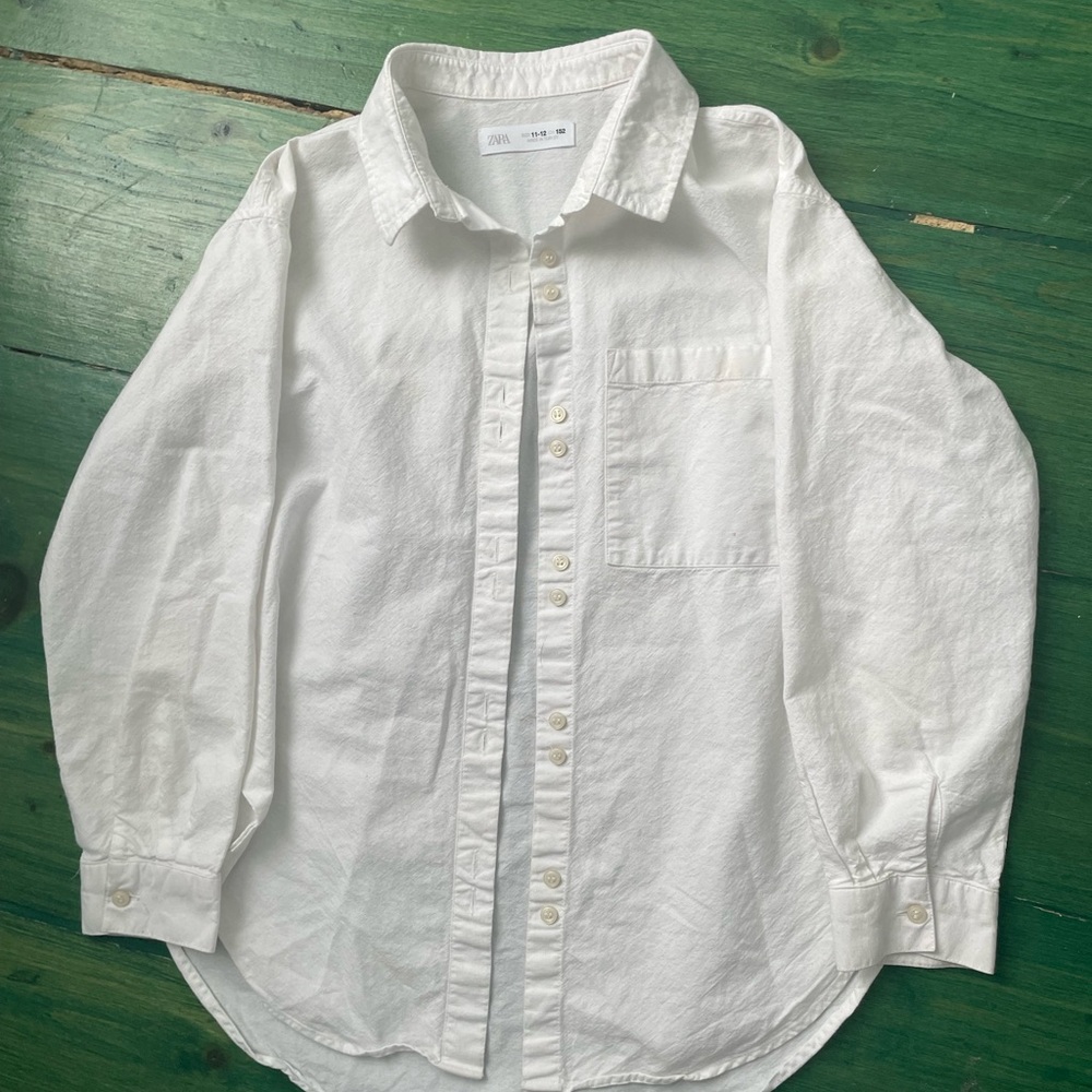 Zara White Casual Button Down Shirt
